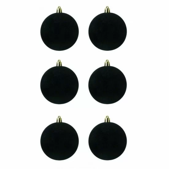 Box 6 palle di Natale in plastica e velluto colore nero Ø8cm - Il patio store